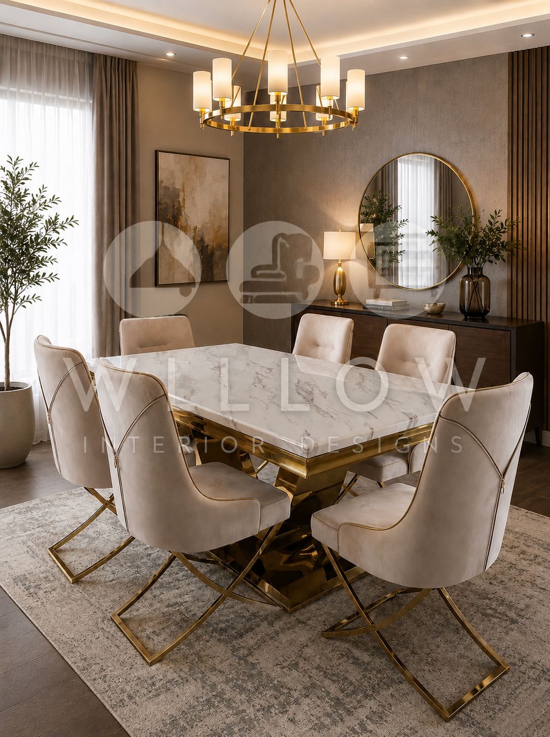 Monarch Marble Luxe 6-Seater Dining Set
