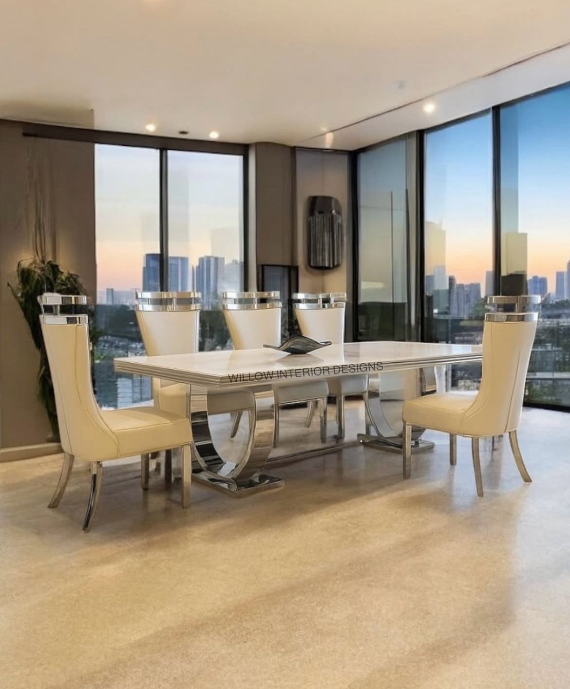 Suri Lux Marble top 8 Seater Dining Set