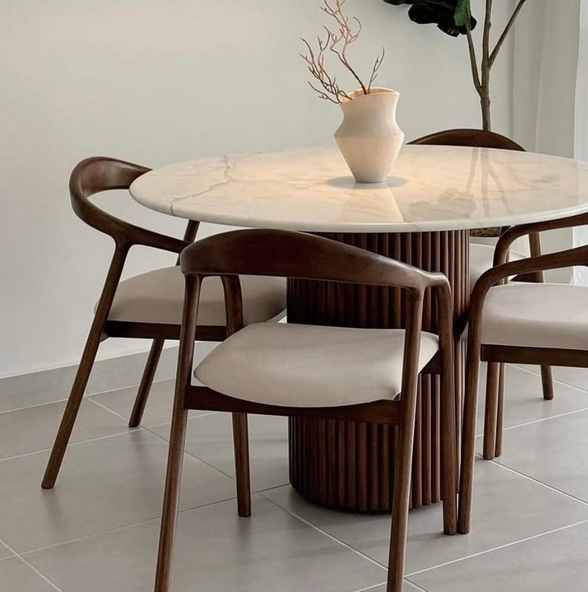 Verona Marble Fluted Dining Set